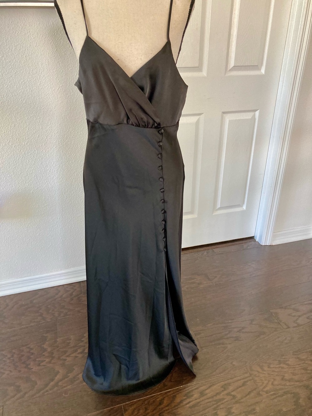 Zara Black Satin Strapless-Inspired Slip Maxi Dress